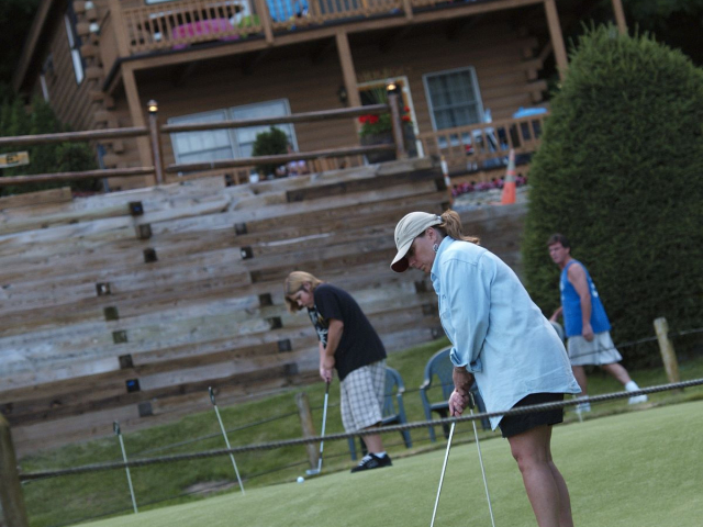 Playing golf
