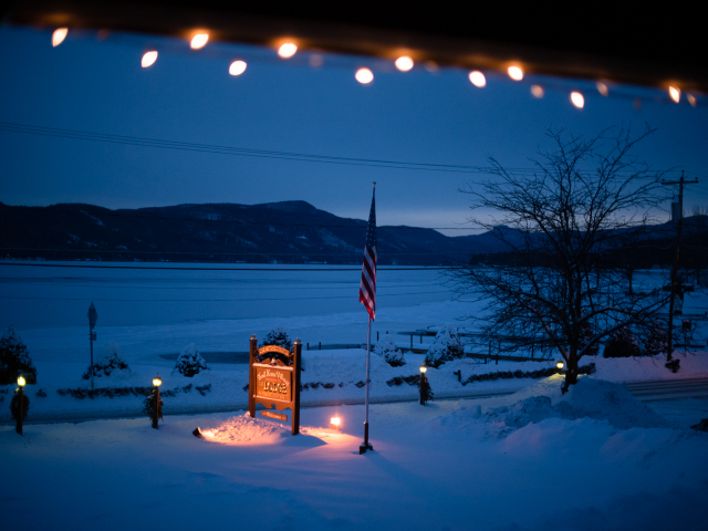 Lakeview from Lodge porch in the evening
