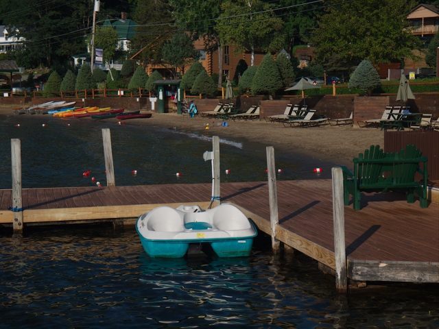 Paddleboat and kayaks