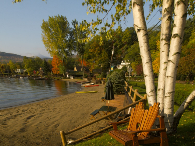 Calm beach in the fall
